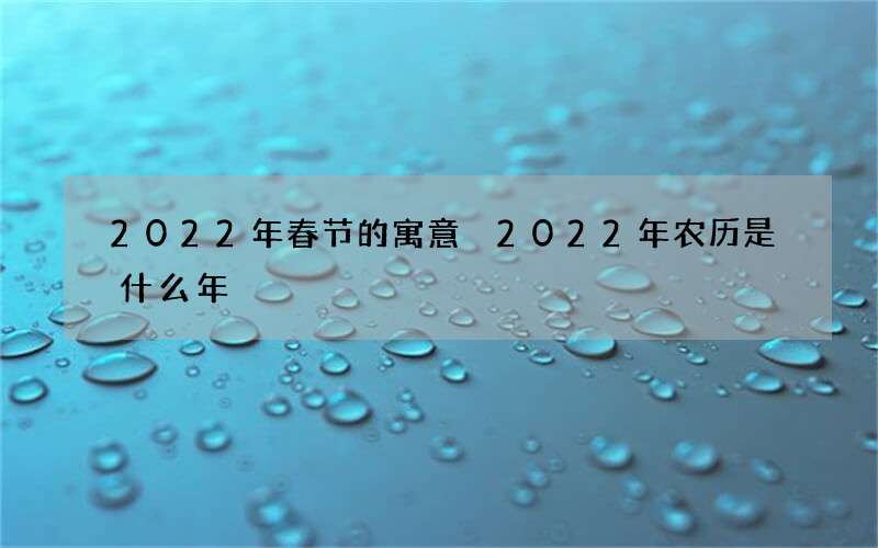 2022年春节的寓意 2022年农历是什么年